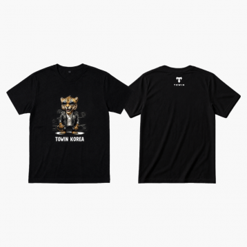 투윈코리아 No.05 티셔츠_블랙 (전사_LEOPARD)