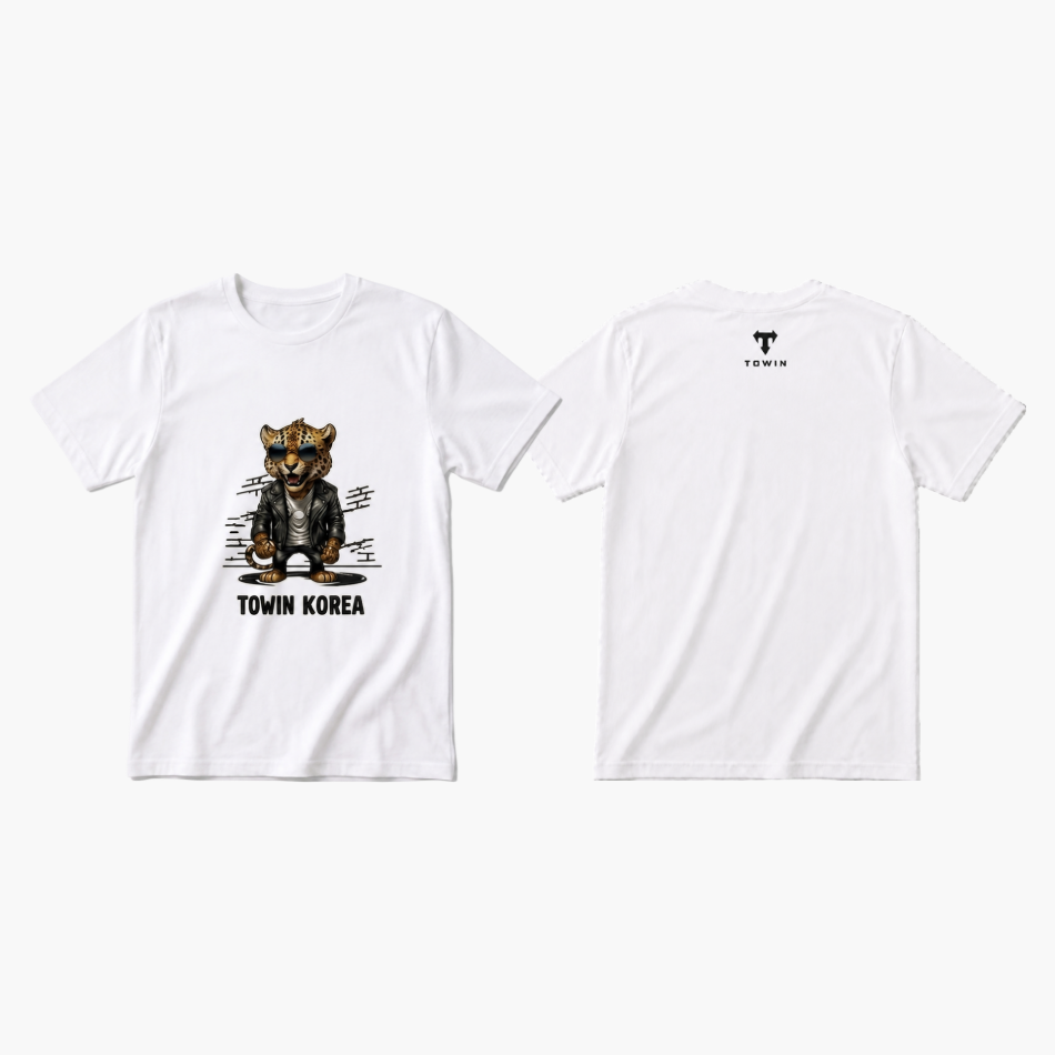 투윈코리아 No.05 티셔츠_화이트 (전사_LEOPARD)