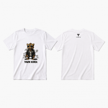 투윈코리아 No.05 티셔츠_화이트 (전사_LEOPARD)